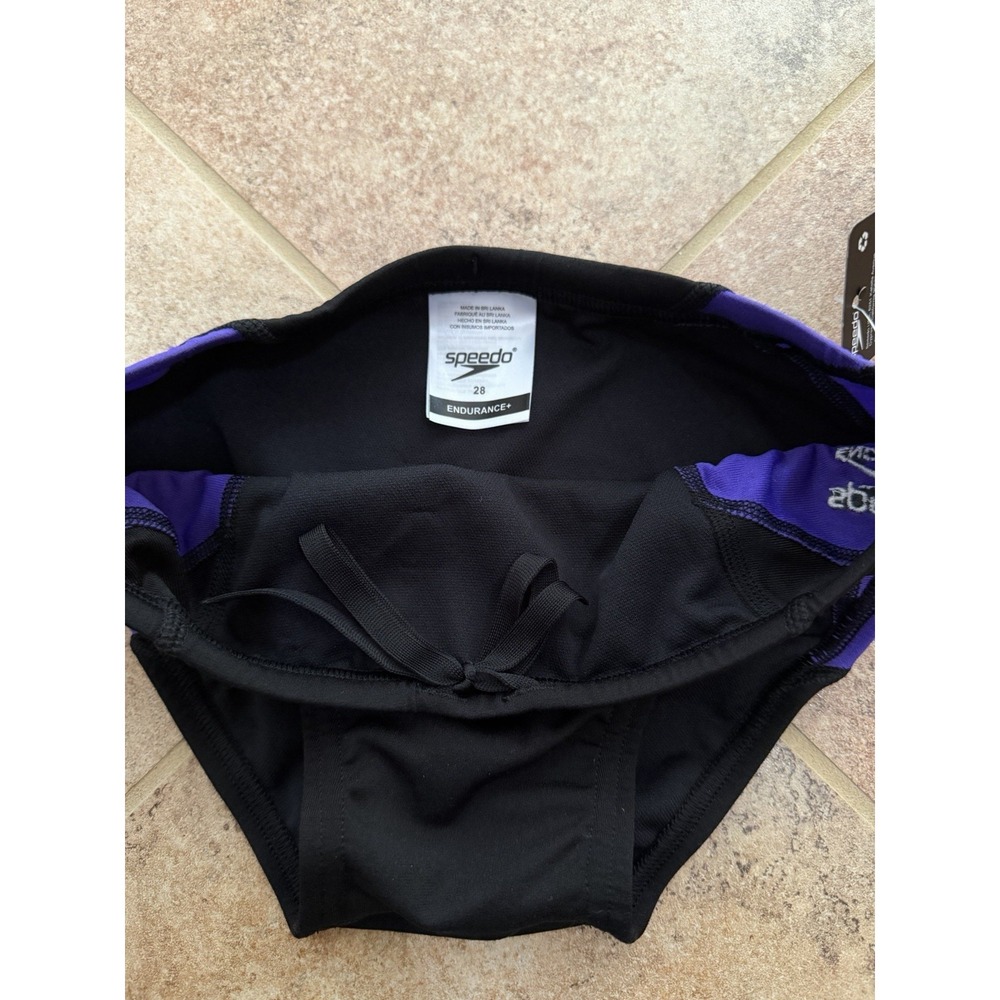 Men's Speedo Black & Purple Endurance+ Spark Splice Brief Size 28 NWT - Picture 4 of 5